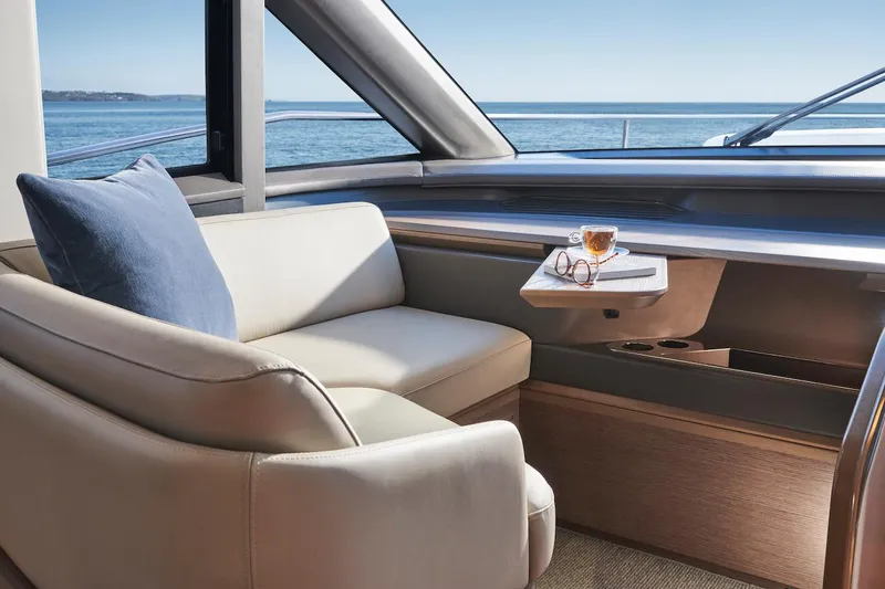  Yacht Photos Pics Luxurious interior of 2025 Princess Y72 Motor Yacht with ocean view.