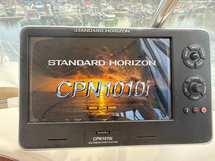  Yacht Photos Pics Standard Horizon CPN1010i chart plotter on 2008 Silverton 33 Convertible boat.
