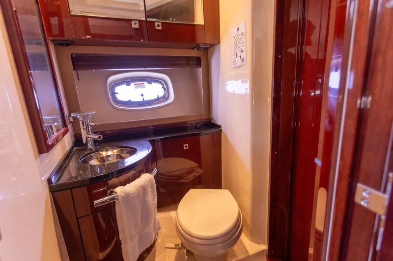  Yacht Photos Pics Luxurious bathroom in 2011 Sea Ray 450 Sundancer yacht with modern fixtures.