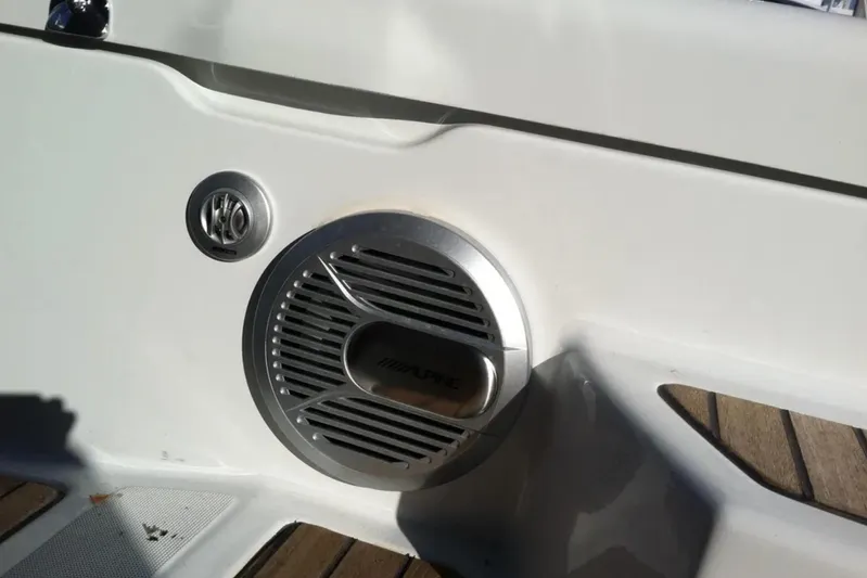 Tenacity Yacht Photos Pics Speaker and control panel on 2011 Jeanneau 57 yacht deck.