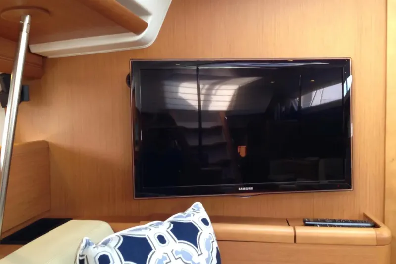 Tenacity Yacht Photos Pics Samsung TV in the interior of a 2011 Jeanneau 57 yacht.