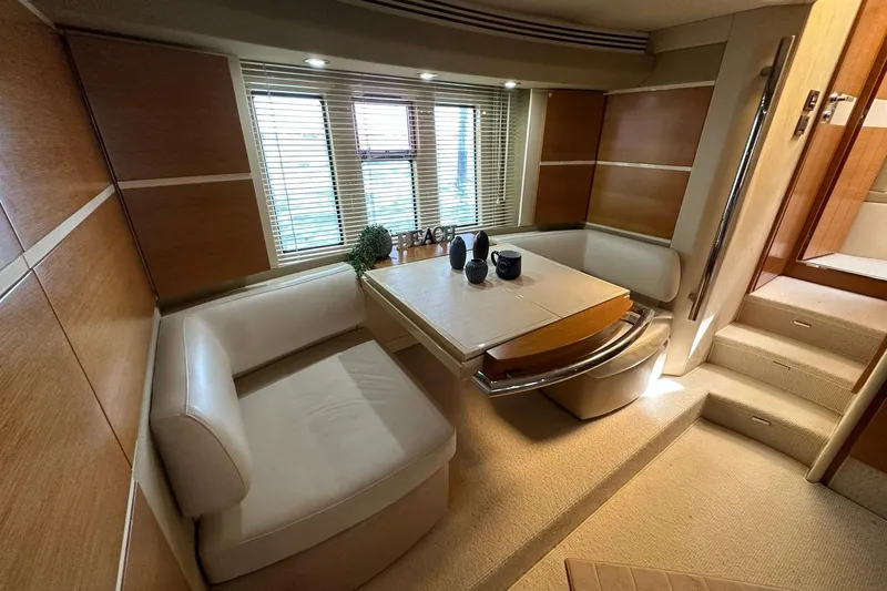 Yacht Photos Pics Luxurious interior of 2013 Azimut Fly 53 yacht with elegant seating and dining area.