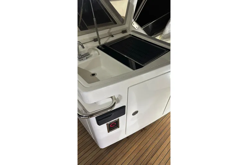  Yacht Photos Pics Azimut Fly 53 yacht kitchenette with sink and grill, 2013 model.