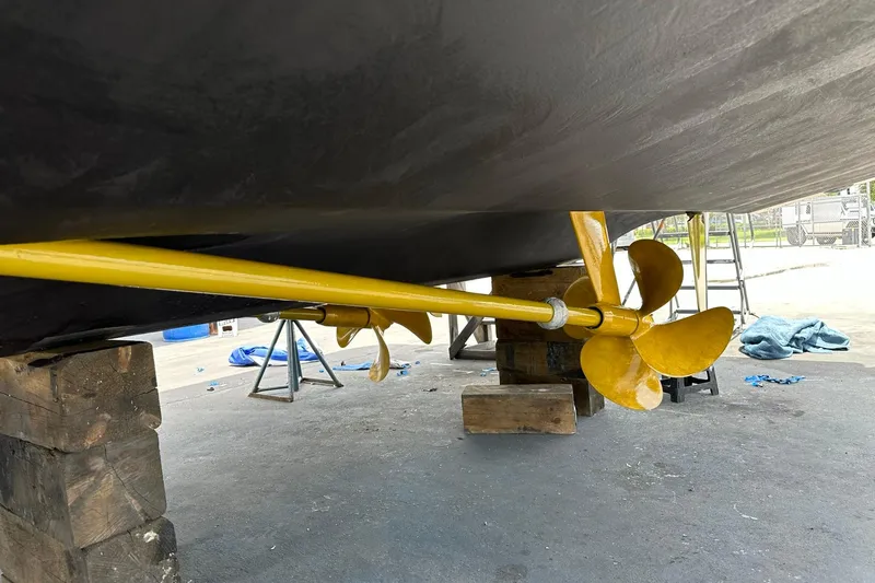  Yacht Photos Pics Underwater view of 2013 Azimut Fly 53 yacht propeller and shaft on dry dock.