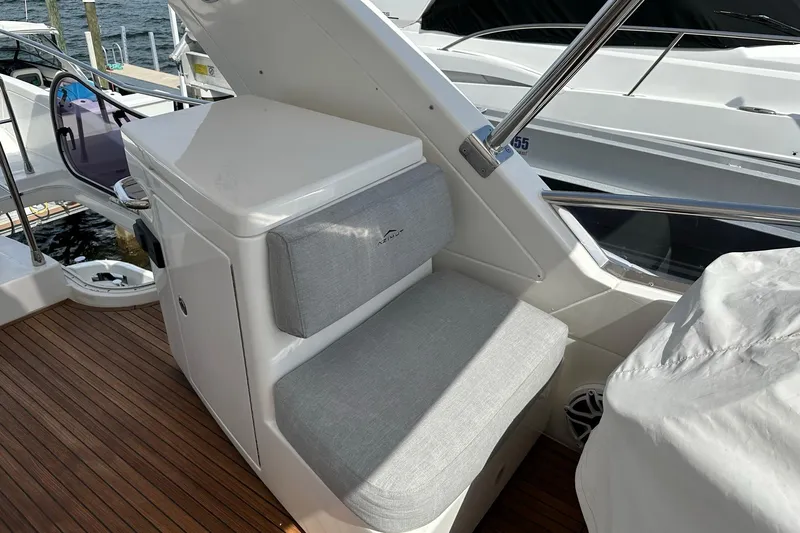  Yacht Photos Pics Azimut Fly 53 yacht interior, featuring cushioned seating and sleek design, 2013 model.