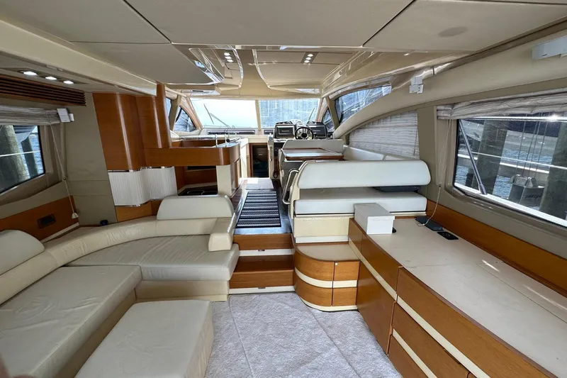  Yacht Photos Pics Luxurious interior of 2013 Azimut Fly 53 yacht with elegant seating and modern design.