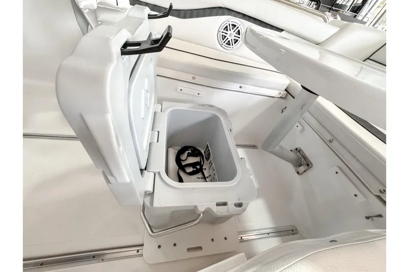  Yacht Photos Pics 2024 Wellcraft 263 Fisherman boat interior with open storage compartment.