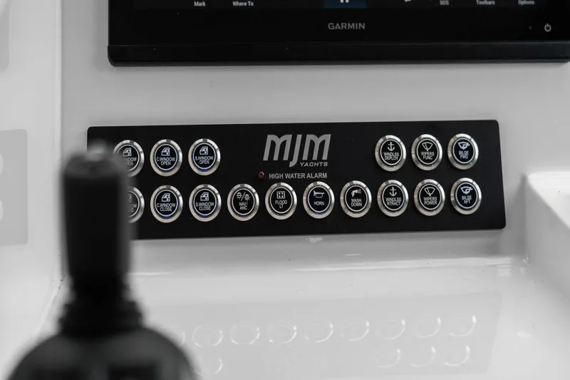 Annabelle IV Yacht Photos Pics Control panel of 2024 MJM 42 yacht with various function buttons.