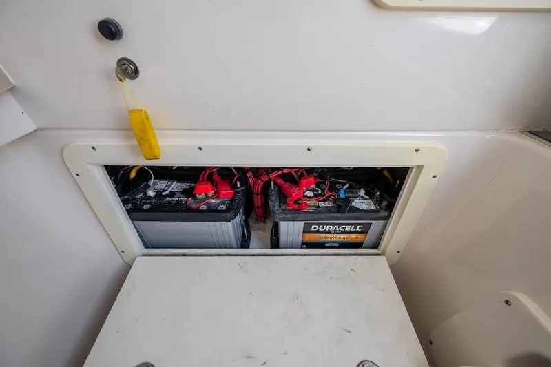  Yacht Photos Pics Battery compartment of 2016 Invincible 39 Open Fisherman with Duracell marine batteries.