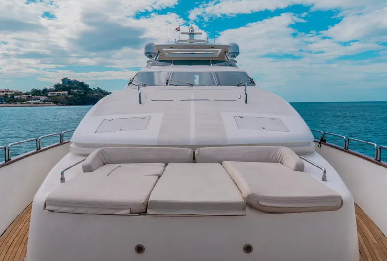 Camy Ed Yacht Photos Pics Luxurious 2006 Azimut 105 Grande yacht with spacious deck and scenic ocean view.