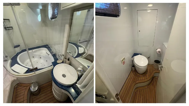  Yacht Photos Pics Luxurious 2014 Catamaran Power Catamaran bathroom with jacuzzi and modern fixtures.