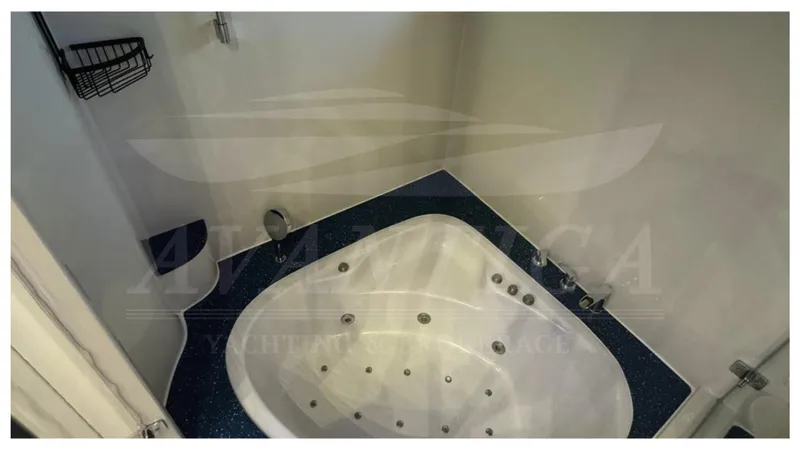  Yacht Photos Pics Luxurious bathtub in 2014 Catamaran Power Catamaran bathroom.