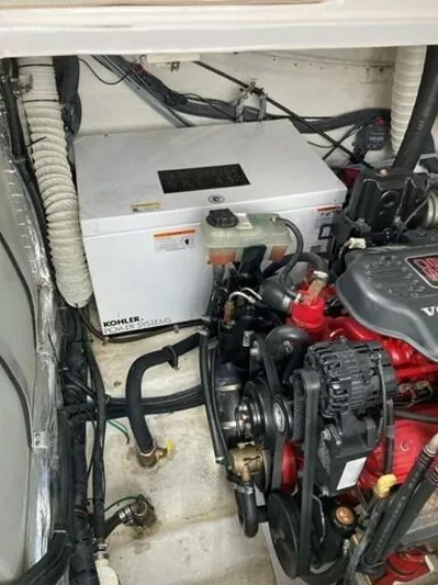  Yacht Photos Pics Engine room of 2007 Rinker 350 Express with Kohler power system.