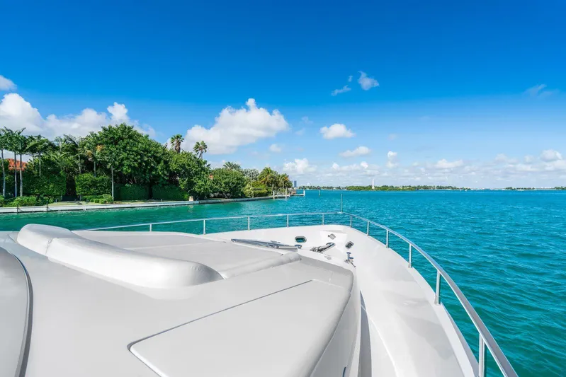  Yacht Photos Pics Front deck view of 2001 Azimut Sea Jet yacht cruising on a sunny day.