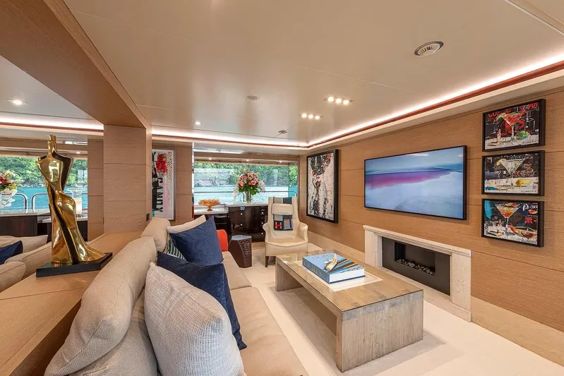 Sur La Mer Yacht Photos Pics Luxurious interior of 2011 Benetti Vision 145 yacht, featuring elegant decor and modern amenities.