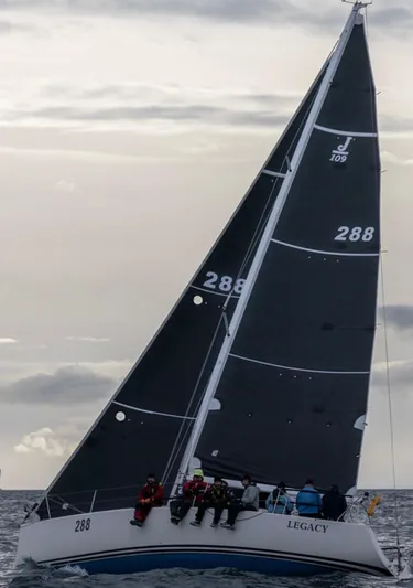 "legacy" Yacht Photos Pics 2006 J Boats J/109 sailboat "Legacy" sailing with crew on open water.