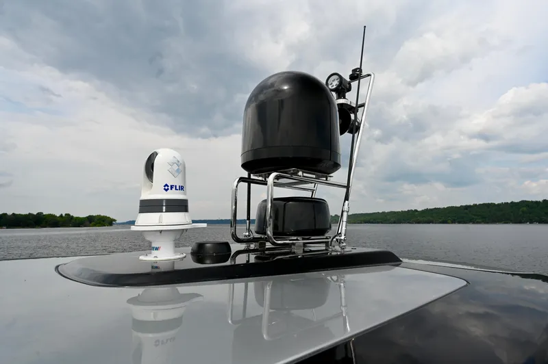 Maximus Yacht Photos Pics Close-up of 2023 Riva 56 RIVALE yacht's advanced navigation equipment.