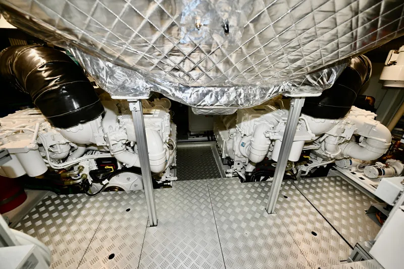 Maximus Yacht Photos Pics Engine room of 2023 Riva 56 RIVALE yacht with dual engines.