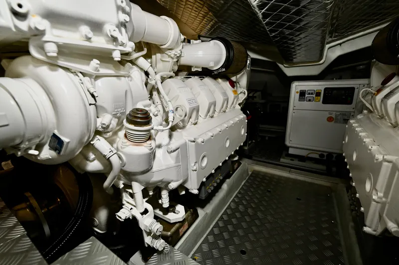 Maximus Yacht Photos Pics Engine room of 2023 Riva 56 Rivale yacht with advanced machinery.