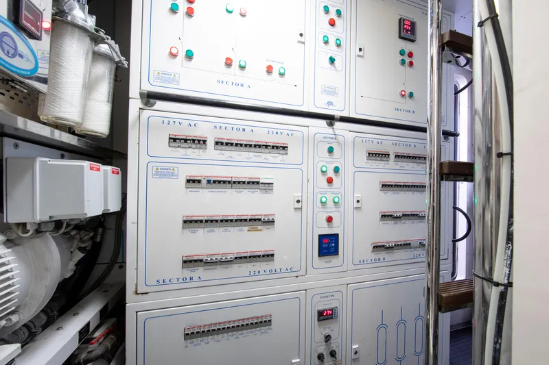 Centurion Yacht Photos Pics Electrical control panel on 2013 Custom Line Navetta 33 Crescendo yacht.