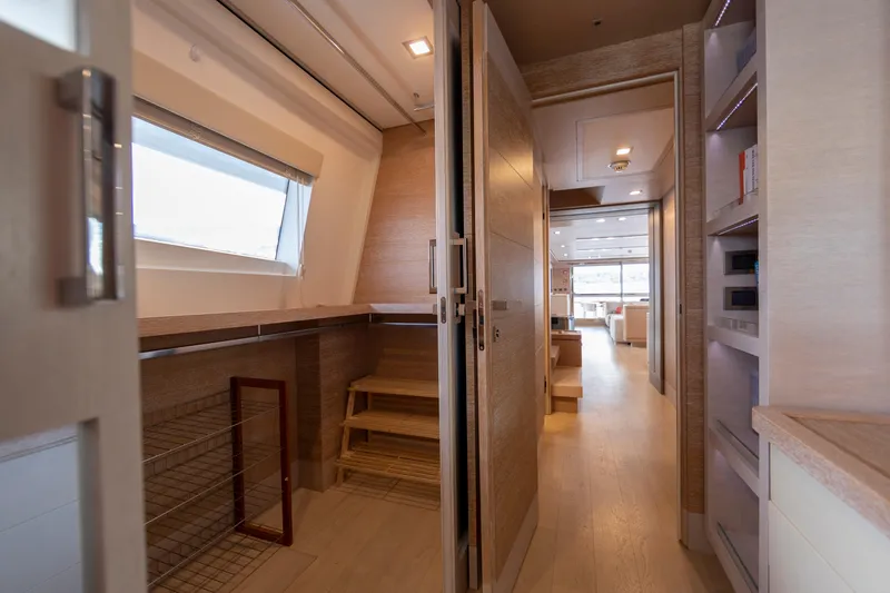 Centurion Yacht Photos Pics Luxurious interior of 2013 Custom Line Navetta 33 Crescendo yacht with modern design.