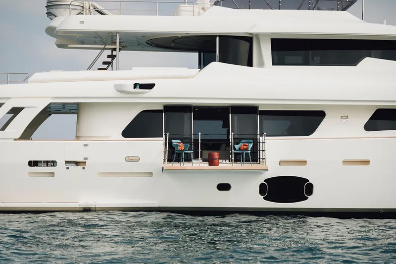 Centurion Yacht Photos Pics Luxurious 2013 Custom Line Navetta 33 Crescendo yacht on calm waters.