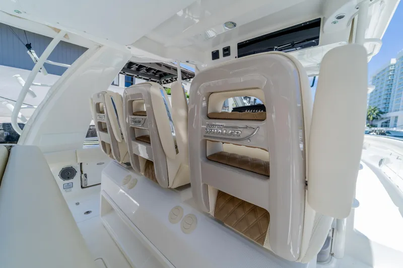  Yacht Photos Pics 2017 Boston Whaler 420 Outrage interior with luxurious seating and modern design.