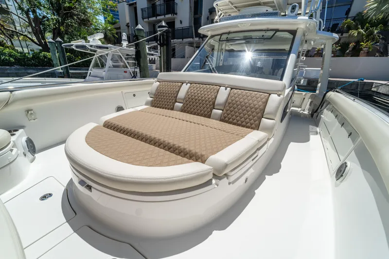  Yacht Photos Pics 2017 Boston Whaler 420 Outrage boat with luxurious seating and sleek design.
