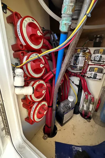  Yacht Photos Pics Electrical panel and wiring inside a 2021 Ranger Tugs R-31 CB boat.