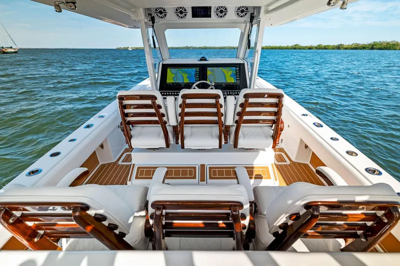  Yacht Photos Pics 2022 Barker Boatworks 40 HPC cockpit with advanced navigation system.