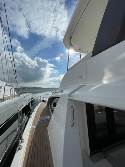  Yacht Photos Pics 2020 Leopard 43 Powercat yacht on water under cloudy sky.