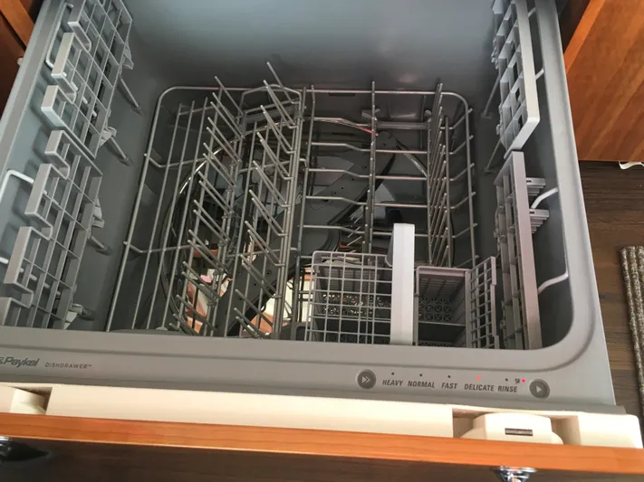 Pronto Yacht Photos Pics Open Fisher & Paykel DishDrawer in a 2016 Riviera 5000 Sport Yacht kitchen.