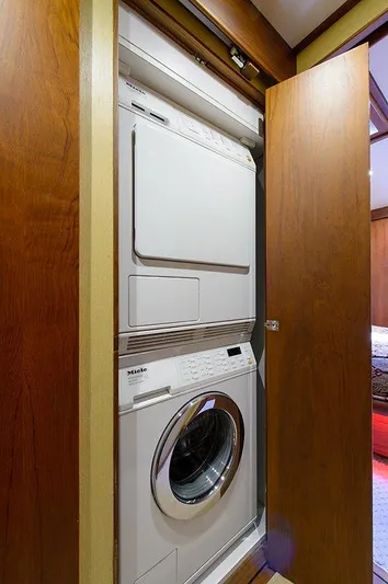 Ship's Cafe Yacht Photos Pics Built-in washer and dryer in 1987 Custom Carolina Merritt boat.