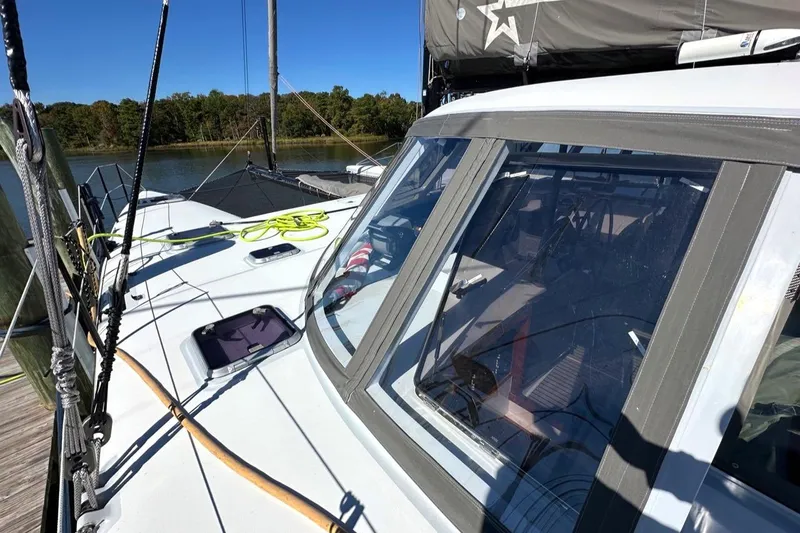 Shooting Star Yacht Photos Pics 2007 Morrelli & Melvin Shooting Star yacht deck with clear sky and water view.