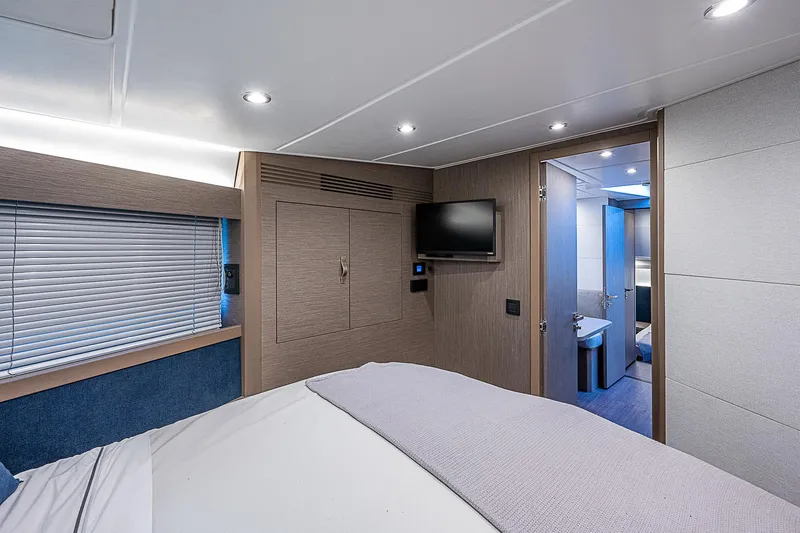  Yacht Photos Pics Interior cabin of 2022 Beneteau Gran Turismo 45 yacht with modern amenities.
