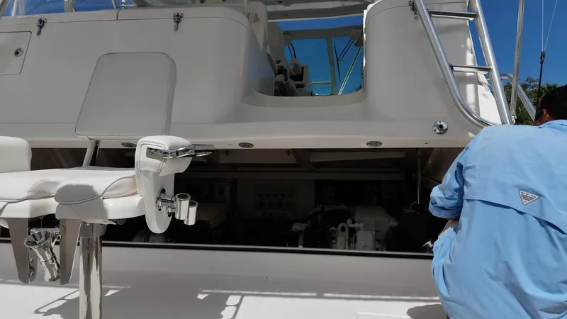 Siboney Yacht Photos Pics Cabo 40 Express 2004, boat maintenance in progress.