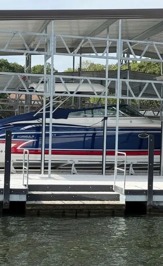Lucky Yacht Photos Pics 2018 Formula 370 Super Sport boat docked at marina.