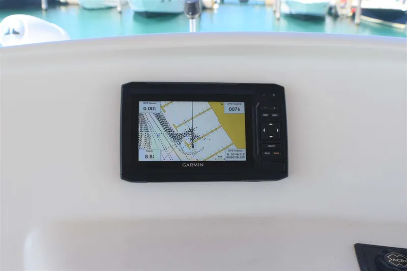  Yacht Photos Pics Garmin navigation system on 2015 Silverton 43 Sport Bridge yacht dashboard.