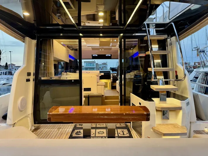  Yacht Photos Pics Luxurious interior of 2017 Cranchi E 52 F yacht with modern design and elegant finishes.