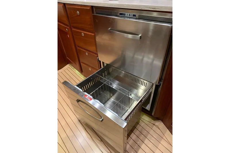  Yacht Photos Pics Stainless steel drawer refrigerator in 2015 Jupiter 41 SB yacht kitchen.