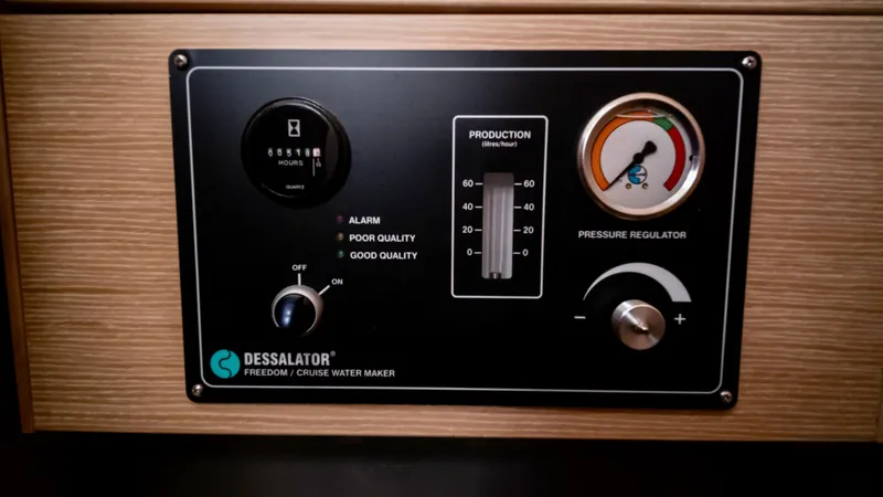 Muse Yacht Photos Pics Dessalator water maker control panel on Nautitech 40 Open 2019.