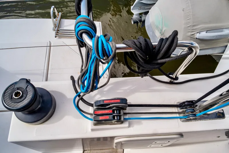 Muse Yacht Photos Pics Nautitech 40 Open 2019 with ropes and winch on deck.