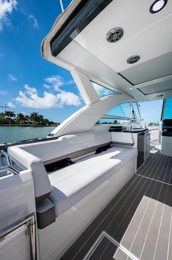  Yacht Photos Pics 2019 Formula 430 Super Sport Crossover yacht with sleek seating and modern design.