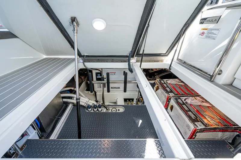  Yacht Photos Pics 2019 Formula 430 Super Sport Crossover engine room with Kohler generator and batteries.
