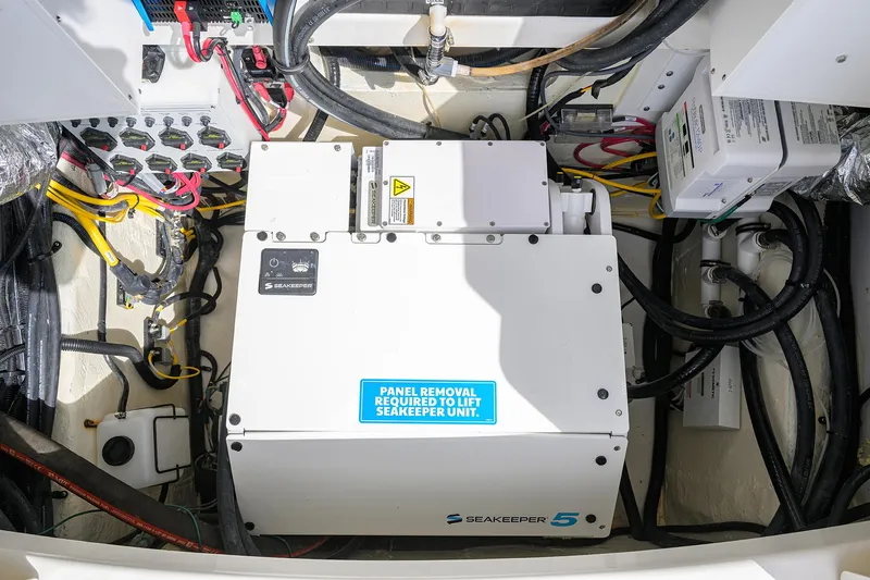  Yacht Photos Pics 2024 Regulator 37 boat engine compartment with Seakeeper 5 stabilization system.