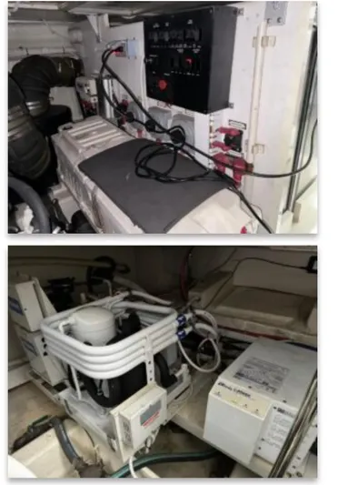 Flying Lady Yacht Photos Pics Engine room of 2004 Carver 570 Voyager Pilothouse with electrical and mechanical components.