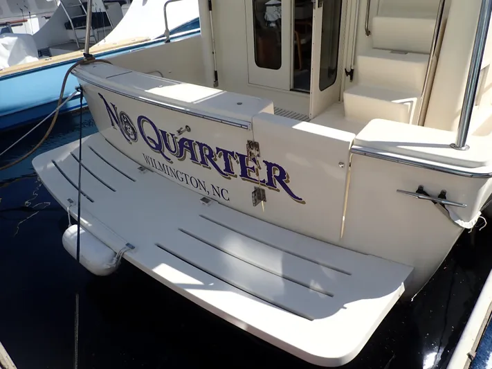 No Quarter Yacht Photos Pics 2006 Mainship 34 Trawler docked, featuring "No Quarter" name, Wilmington, NC.