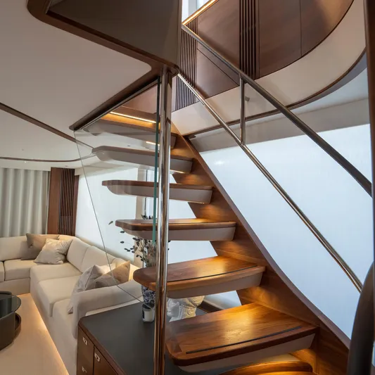  Yacht Photos Pics Main Deck Stairs from Saloon to Sky Lounge