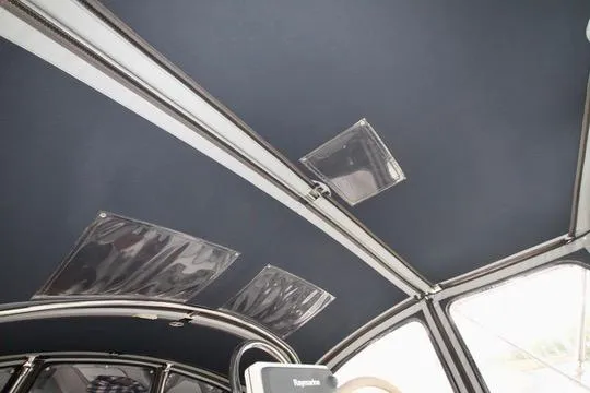  Yacht Photos Pics Interior view of 2001 Hunter Passage 420 sailboat canopy with windows.