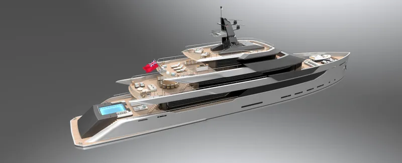 Above + Beyond Yacht Photos Pics Futuristic Turquoise 65M yacht model 2028 with sleek design and luxurious amenities.